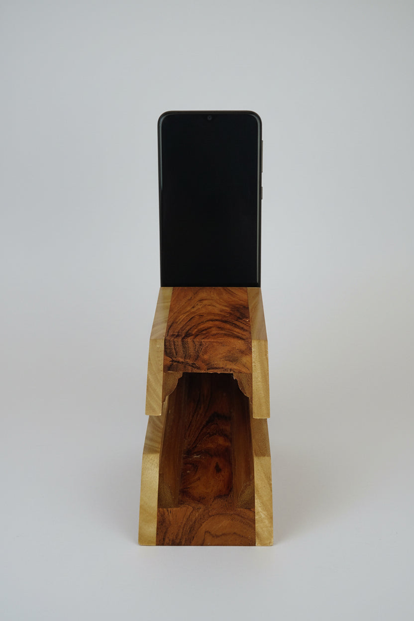 Luxury handcrafted slanted wooden boom box by House of Anna Fernandes retro music décor