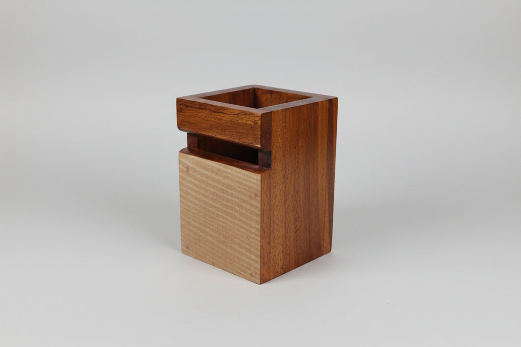 Wooden Cutlery Holder on a gray background 