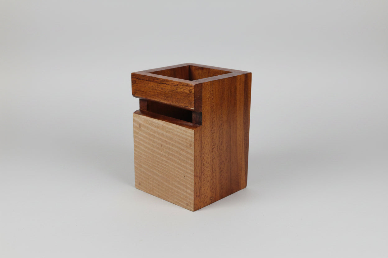 Wooden Cutlery Holder on a gray background 