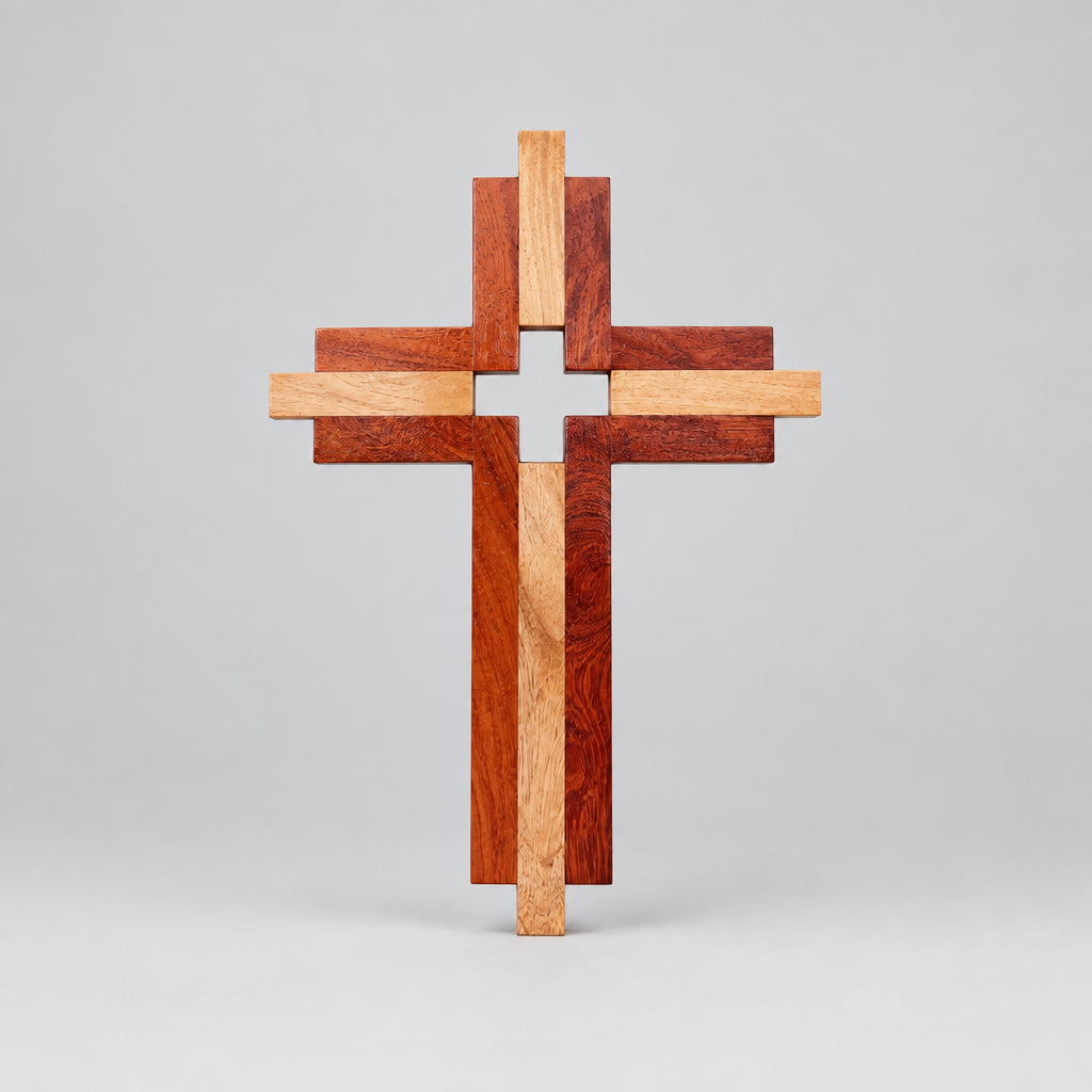 The Plain Cross | Neem and cedar wood handcrafted wall cross | Side view