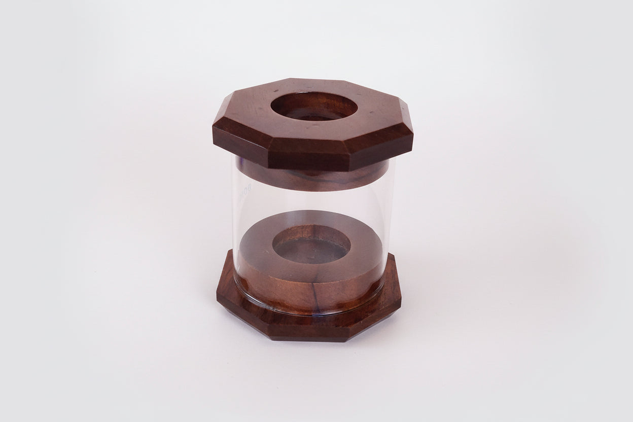 Large wooden tea light altar lamp for warm ambient candle lighting.