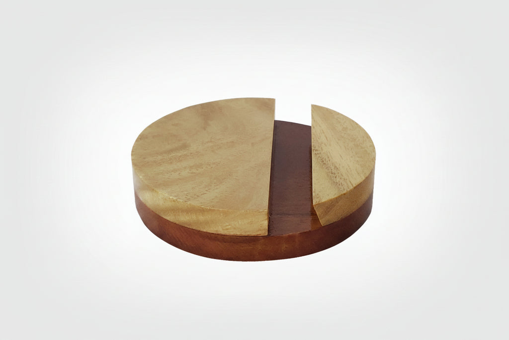 Minimal round wooden phone stand HAF handcrafted mobile holder for workspace and home décor