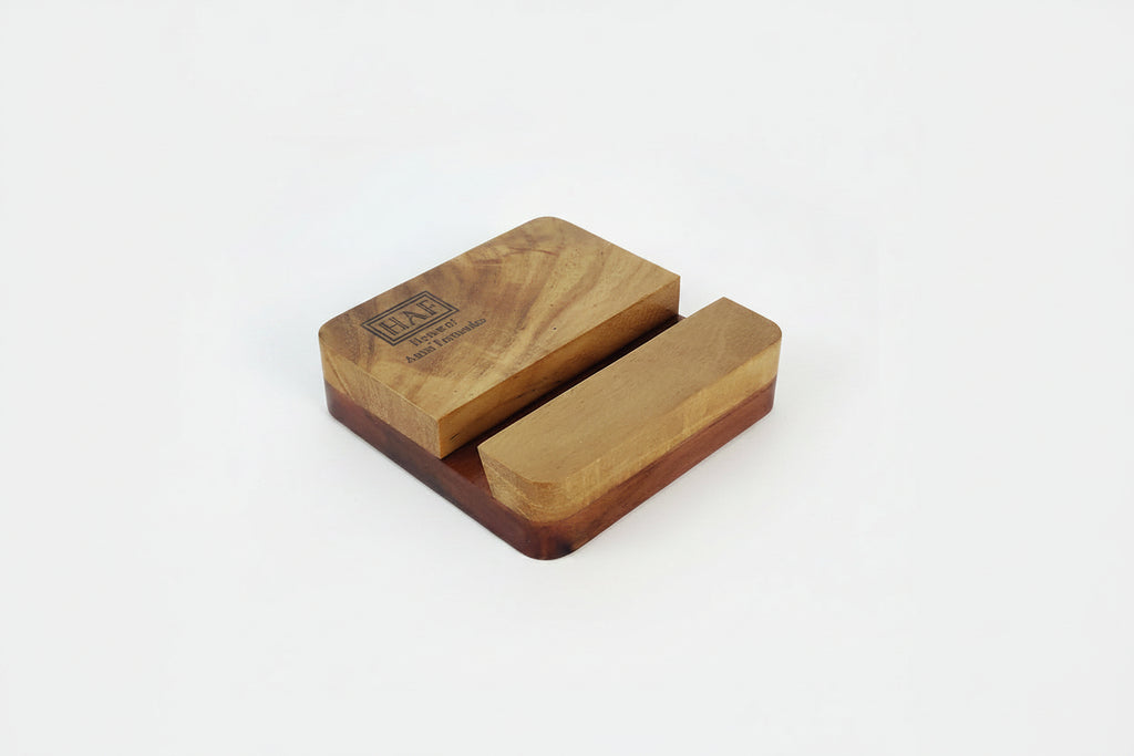 Wooden mobile stand with Name branding 