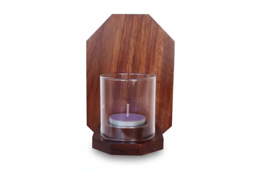 The Octagon Wall Tea Light Holder | Handcrafted Teak