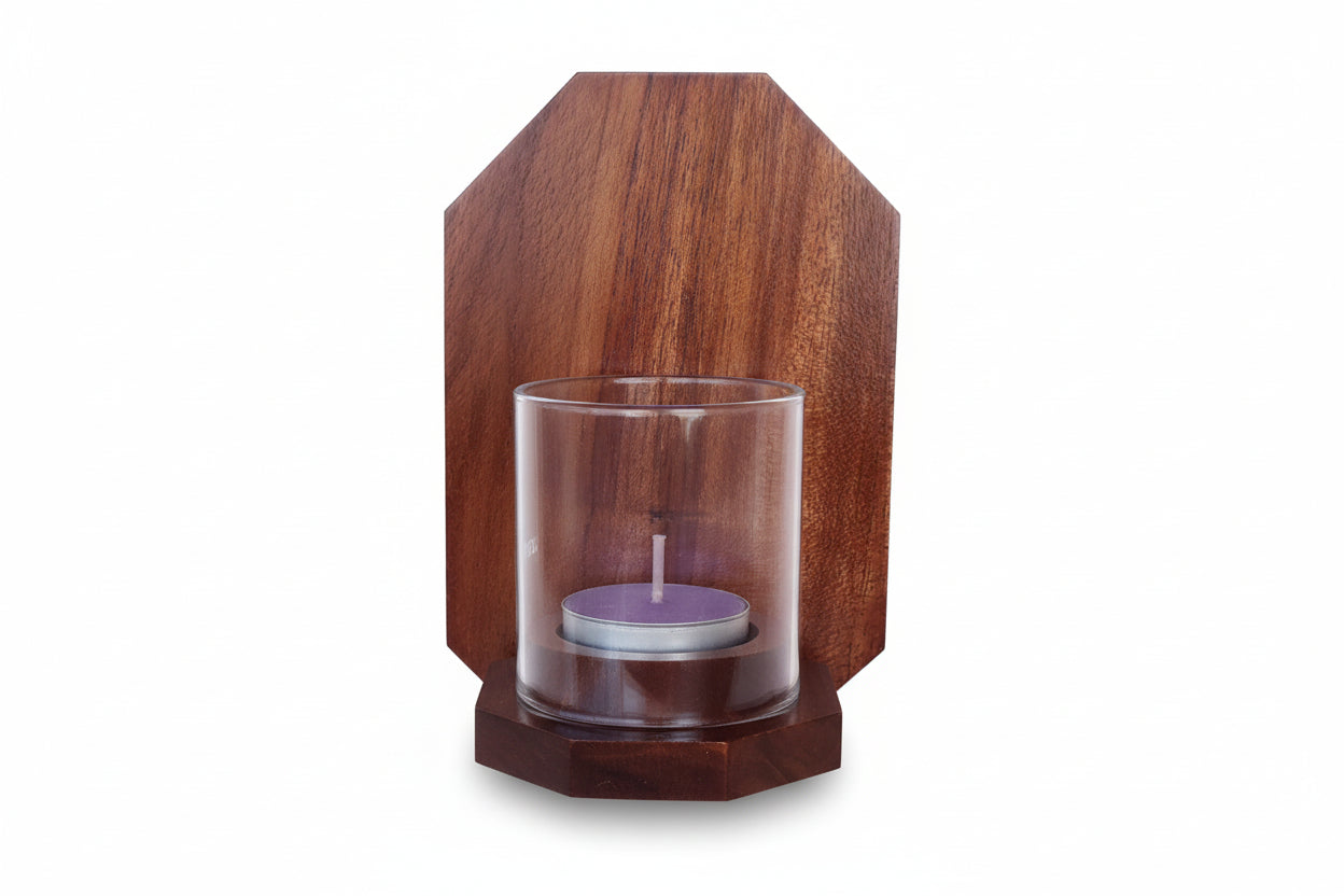 The Octagon Wall Tea Light Holder | Handcrafted Teak