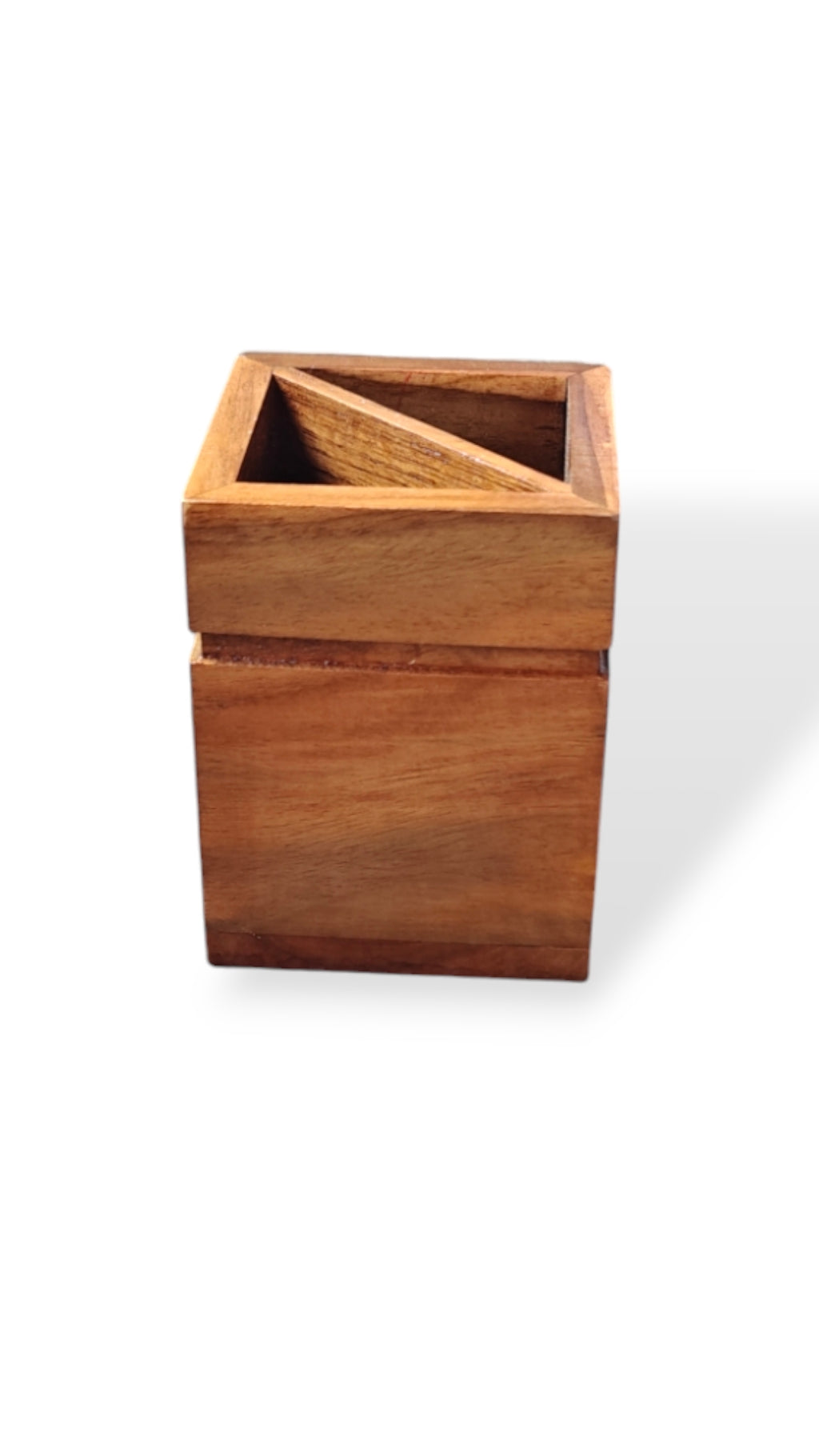 Handcrafted Wooden Cutlery Holder | Dual Compartment Table Organizer
