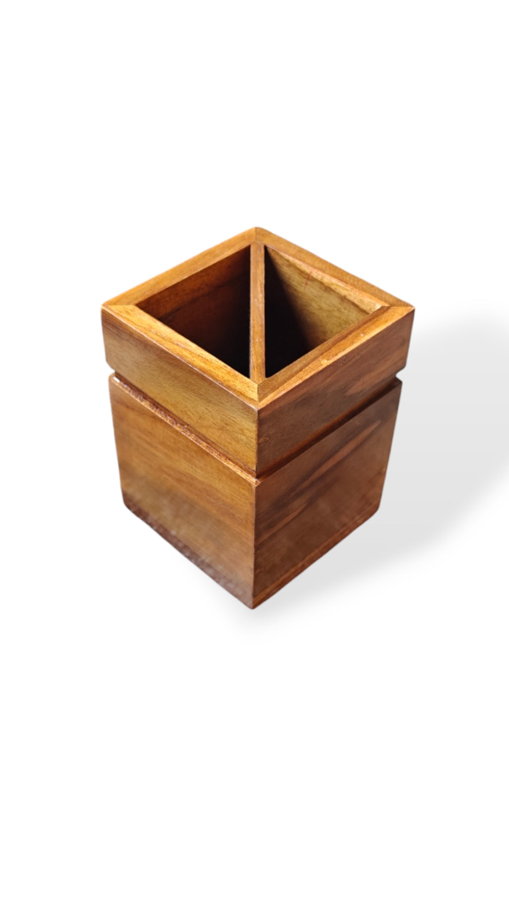Handcrafted Wooden Cutlery Holder | Dual Compartment Table Organizer