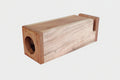 Retro boom box style rectangular wooden phone stand for desk décor.