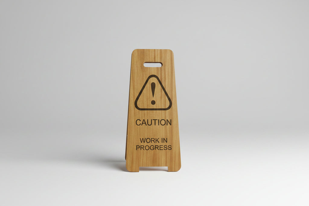 Wooden cleaning in progress floor sign for hotel and restaurant use
