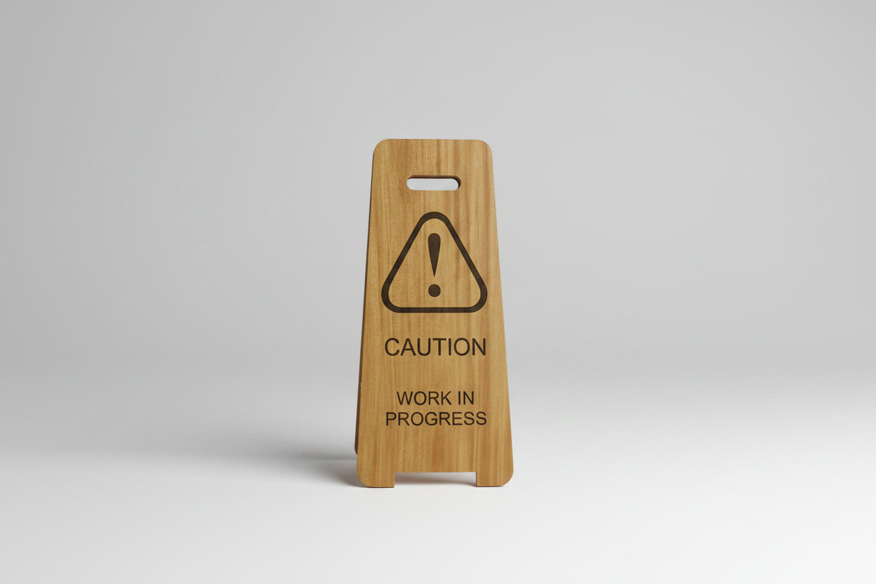 Wooden cleaning in progress floor sign for hotel and restaurant use