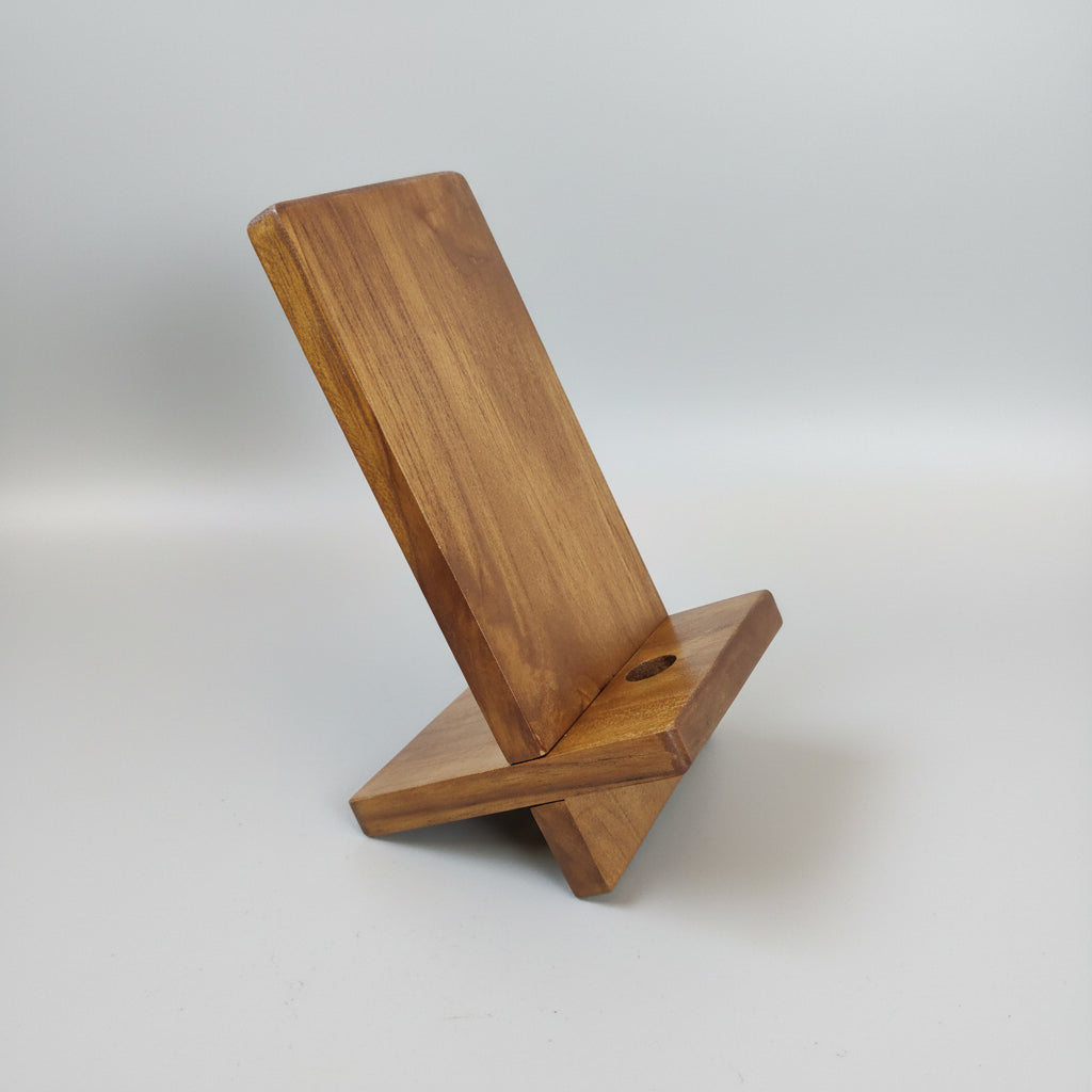 Wooden mobile stand interlocking design phone holder for desk and office