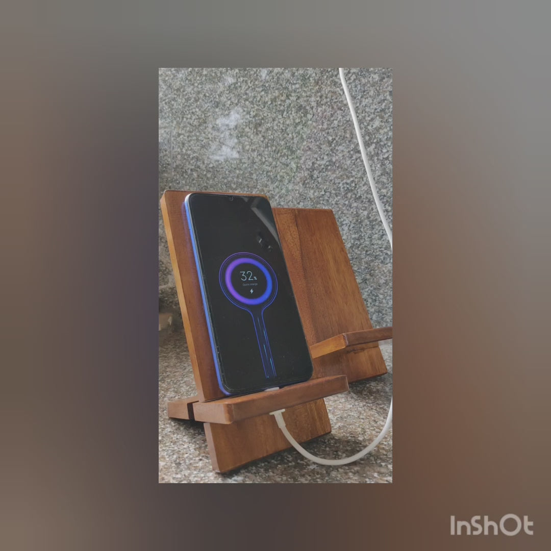 The Handcrafted Minimal Phone Dock in Natural Wood