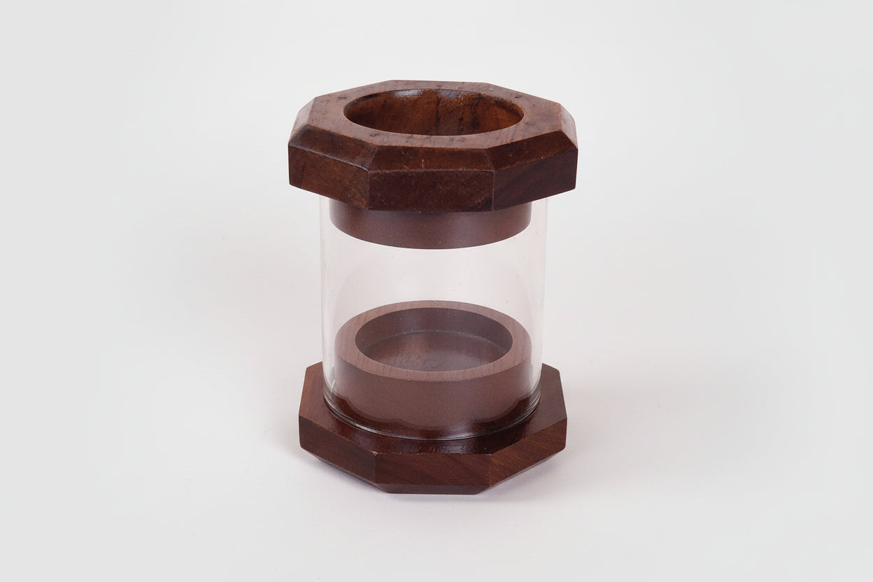 Rustic wooden tea light holder for altar, meditation, or prayer space.